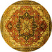 Round Oriental Yellow Industrial Rug, urb2099yw