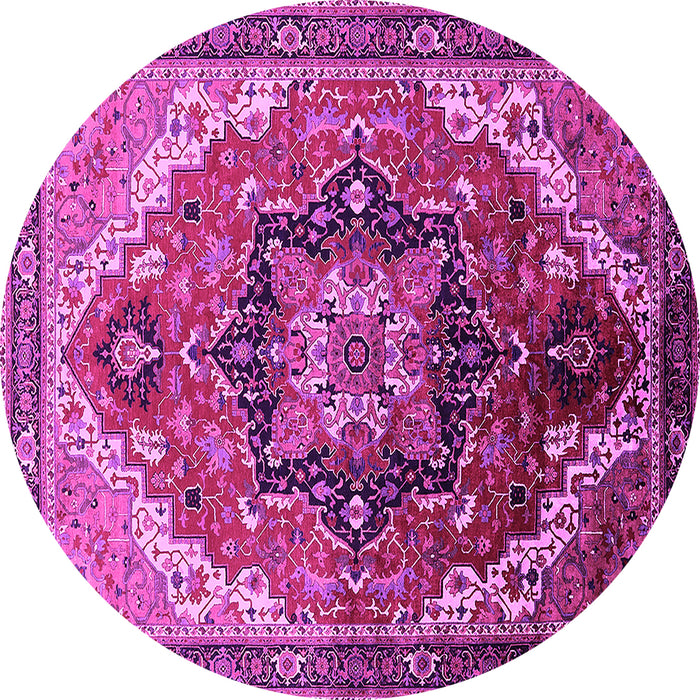 Round Machine Washable Oriental Pink Industrial Rug, wshurb2099pnk