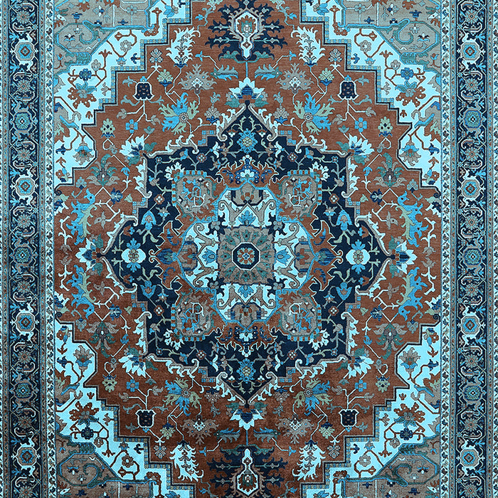 Machine Washable Oriental Light Blue Industrial Rug, wshurb2099lblu