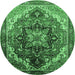 Round Oriental Emerald Green Industrial Rug, urb2099emgrn