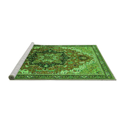 Sideview of Machine Washable Oriental Green Industrial Area Rugs, wshurb2099grn