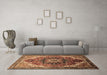 Machine Washable Oriental Brown Industrial Rug in a Living Room,, wshurb2099brn