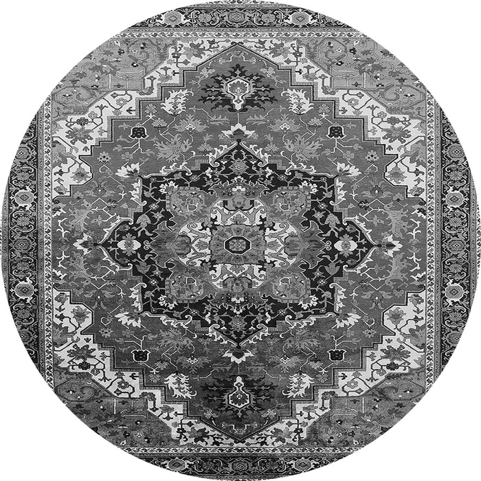 Round Machine Washable Oriental Gray Industrial Rug, wshurb2099gry