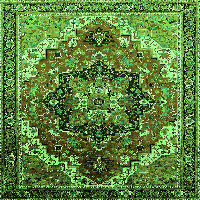Square Oriental Green Industrial Rug, urb2099grn