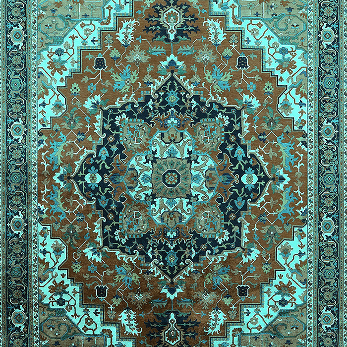 Machine Washable Oriental Turquoise Industrial Area Rugs, wshurb2099turq