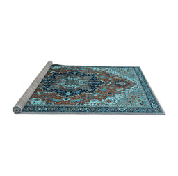Sideview of Machine Washable Oriental Light Blue Industrial Rug, wshurb2099lblu