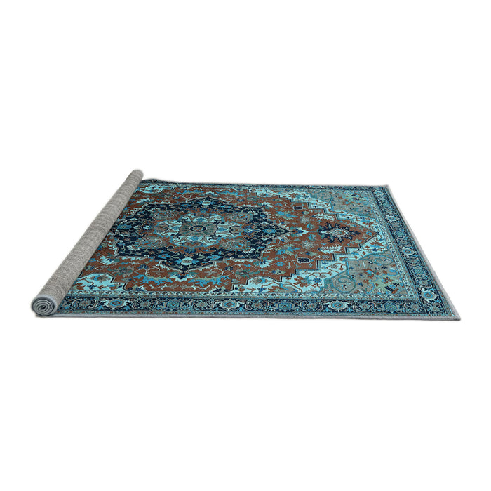 Sideview of Machine Washable Oriental Light Blue Industrial Rug, wshurb2099lblu