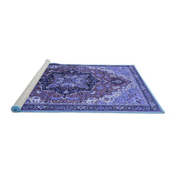 Sideview of Machine Washable Oriental Blue Industrial Rug, wshurb2099blu