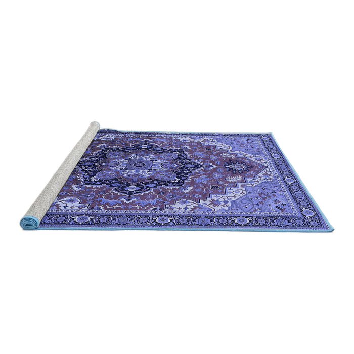 Sideview of Machine Washable Oriental Blue Industrial Rug, wshurb2099blu