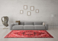 Machine Washable Oriental Red Industrial Rug, wshurb2099red