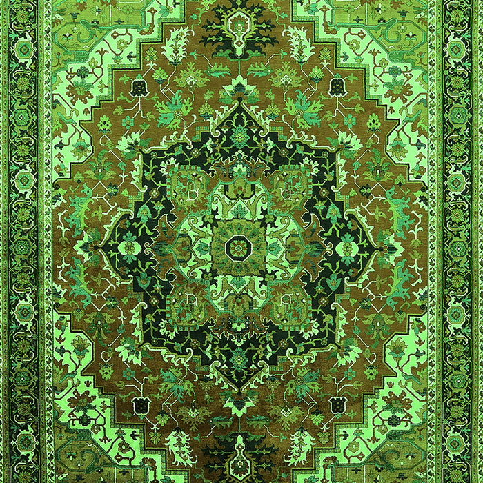 Machine Washable Oriental Green Industrial Area Rugs, wshurb2099grn