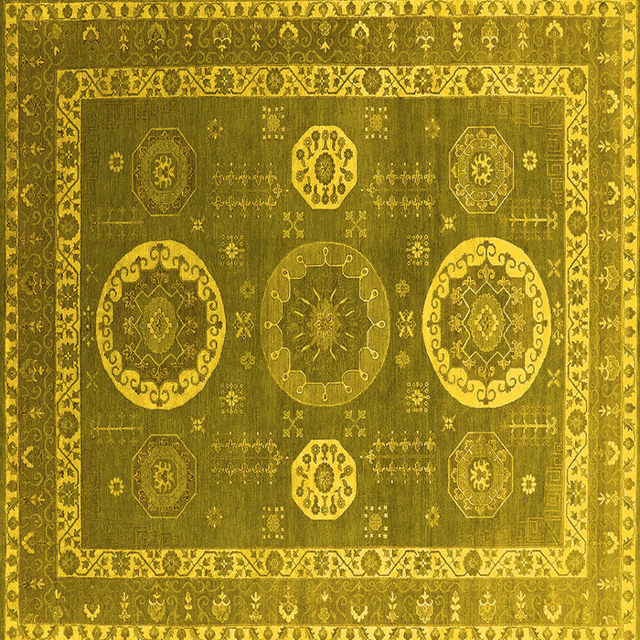 Square Machine Washable Oriental Yellow Industrial Rug, wshurb2100yw