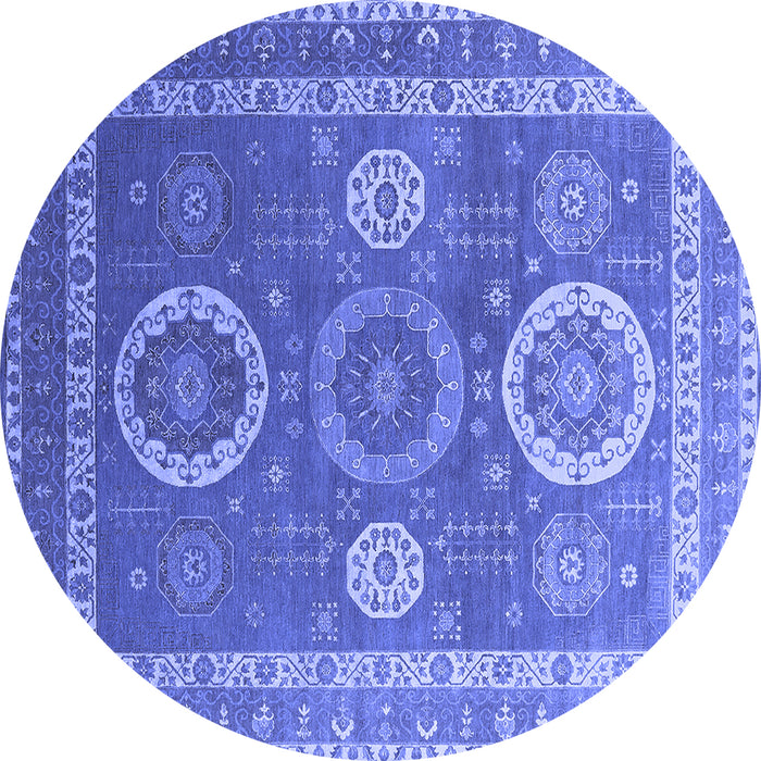 Round Oriental Blue Industrial Rug, urb2100blu