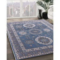 Mid-Century Modern Azure Blue Oriental Rug, urb2100