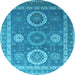 Round Oriental Light Blue Industrial Rug, urb2100lblu