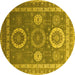 Round Oriental Yellow Industrial Rug, urb2100yw