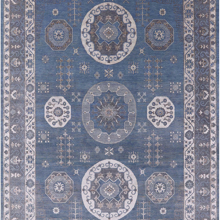 Mid-Century Modern Azure Blue Oriental Rug, urb2100