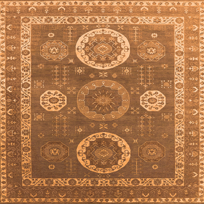 Square Machine Washable Oriental Orange Industrial Area Rugs, wshurb2100org