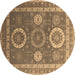 Round Oriental Brown Industrial Rug, urb2100brn