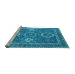 Sideview of Machine Washable Oriental Light Blue Industrial Rug, wshurb2100lblu