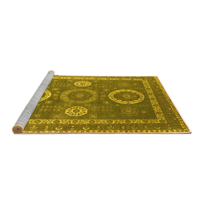 Sideview of Machine Washable Oriental Yellow Industrial Rug, wshurb2100yw