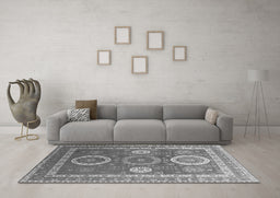 Machine Washable Oriental Gray Industrial Rug in a Living Room,, wshurb2100gry