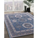 Mid-Century Modern Azure Blue Oriental Rug in Family Room, urb2100