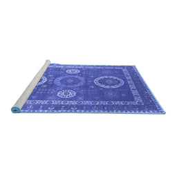 Sideview of Machine Washable Oriental Blue Industrial Rug, wshurb2100blu