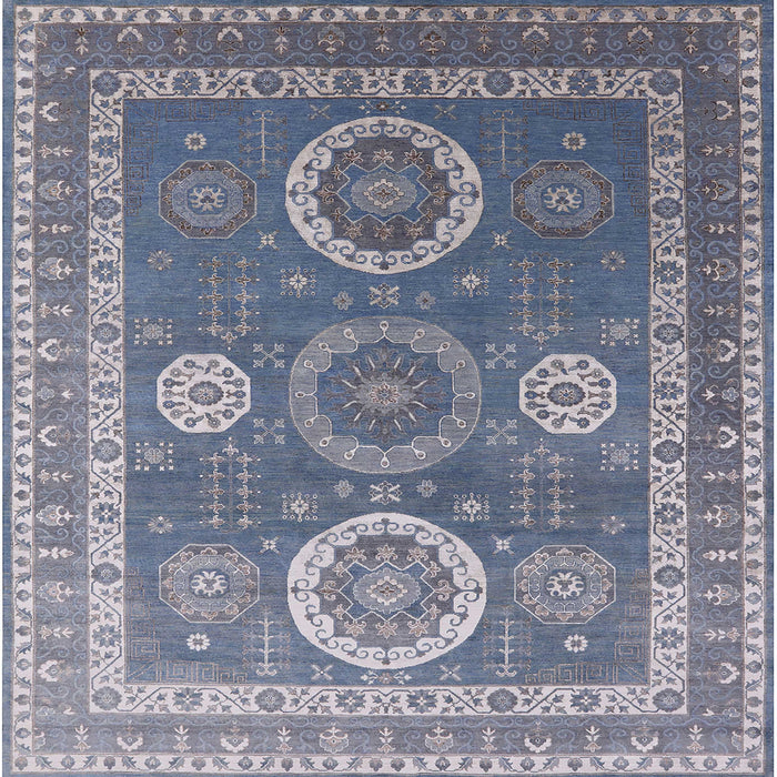 Square Machine Washable Industrial Modern Azure Blue Rug, wshurb2100