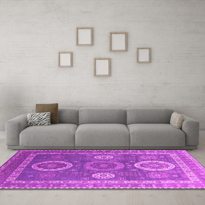 Machine Washable Oriental Pink Industrial Rug in a Living Room, wshurb2100pnk