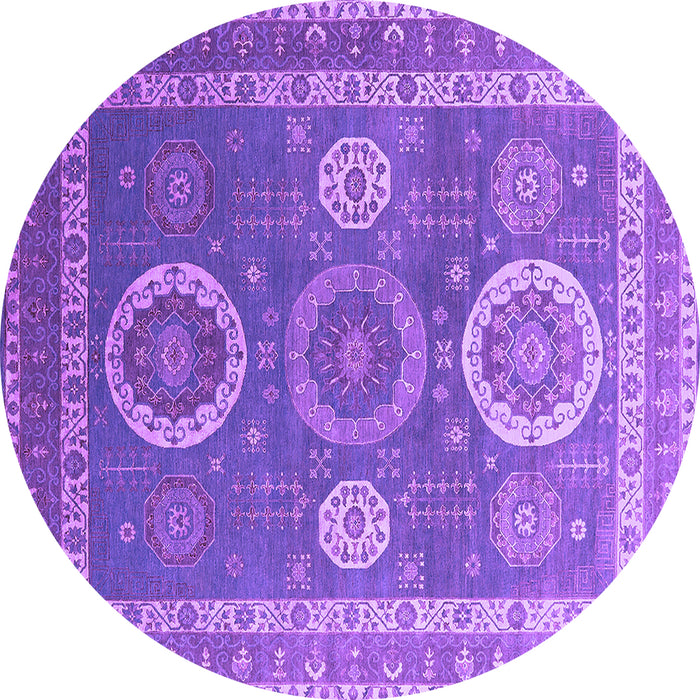 Round Machine Washable Oriental Purple Industrial Area Rugs, wshurb2100pur