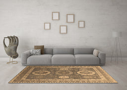 Machine Washable Oriental Brown Industrial Rug in a Living Room,, wshurb2100brn