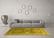 Machine Washable Oriental Yellow Industrial Rug in a Living Room, wshurb2100yw