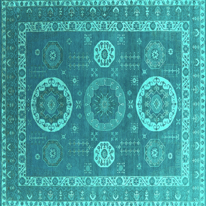 Square Machine Washable Oriental Turquoise Industrial Area Rugs, wshurb2100turq