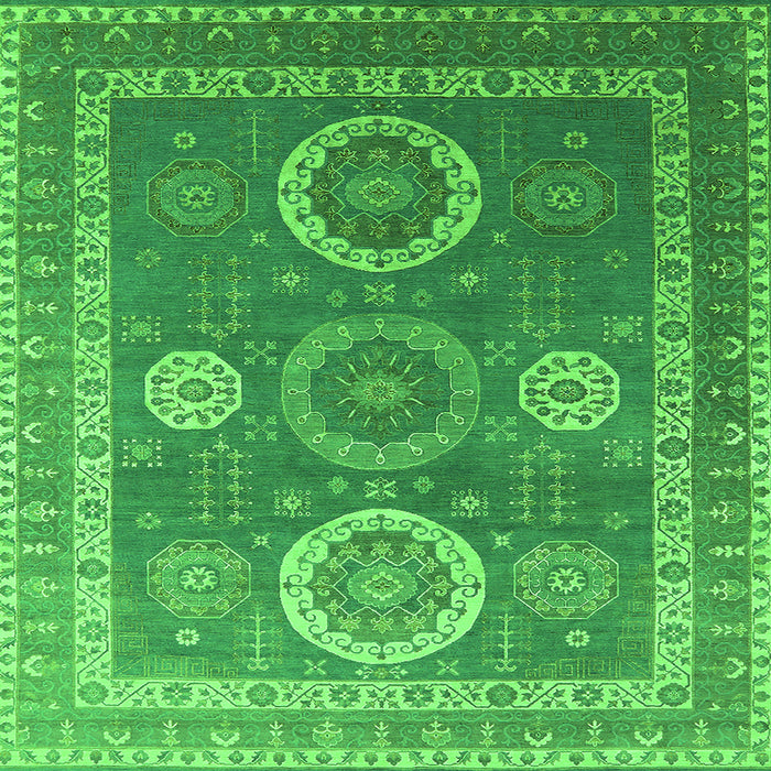 Square Machine Washable Oriental Green Industrial Area Rugs, wshurb2100grn