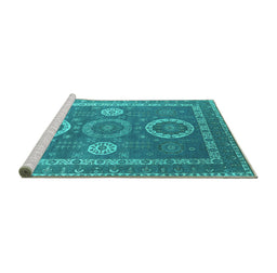 Sideview of Machine Washable Oriental Turquoise Industrial Area Rugs, wshurb2100turq
