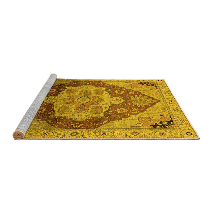 Sideview of Machine Washable Oriental Yellow Industrial Rug, wshurb2101yw