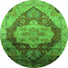 Round Oriental Green Industrial Rug, urb2101grn