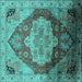 Square Oriental Turquoise Industrial Rug, urb2101turq