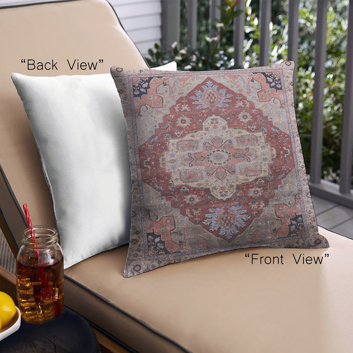 Front View of Mid-Century Modern Urban Square Chestnut Brown Throw Pillow, 18 inch by 18 inch, pwurb2101