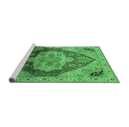 Sideview of Machine Washable Oriental Emerald Green Industrial Area Rugs, wshurb2101emgrn