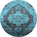 Round Oriental Light Blue Industrial Rug, urb2101lblu