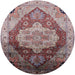 Round Mid-Century Modern Chestnut Brown Oriental Rug, urb2101