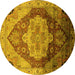 Round Oriental Yellow Industrial Rug, urb2101yw