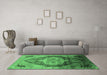 Machine Washable Oriental Emerald Green Industrial Area Rugs in a Living Room,, wshurb2101emgrn