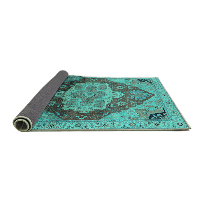 Sideview of Oriental Turquoise Industrial Rug, urb2101turq
