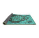 Sideview of Oriental Turquoise Industrial Rug, urb2101turq