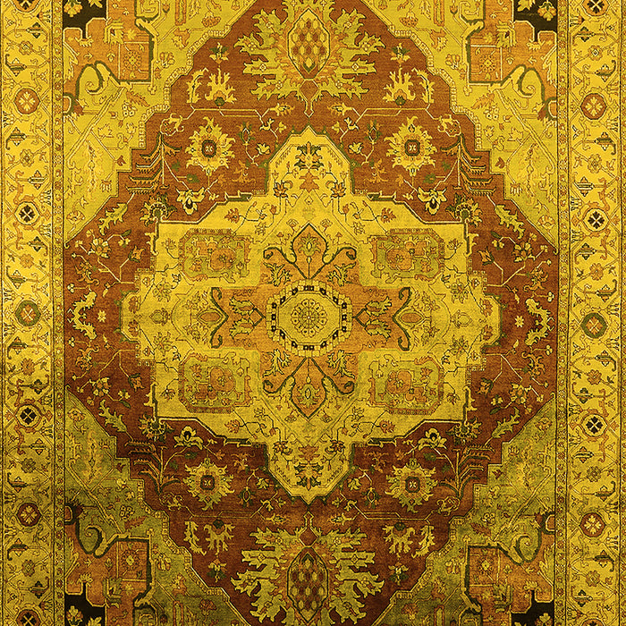 Machine Washable Oriental Yellow Industrial Rug, wshurb2101yw