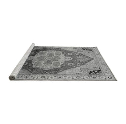Sideview of Machine Washable Oriental Gray Industrial Rug, wshurb2101gry