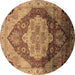 Round Oriental Brown Industrial Rug, urb2101brn